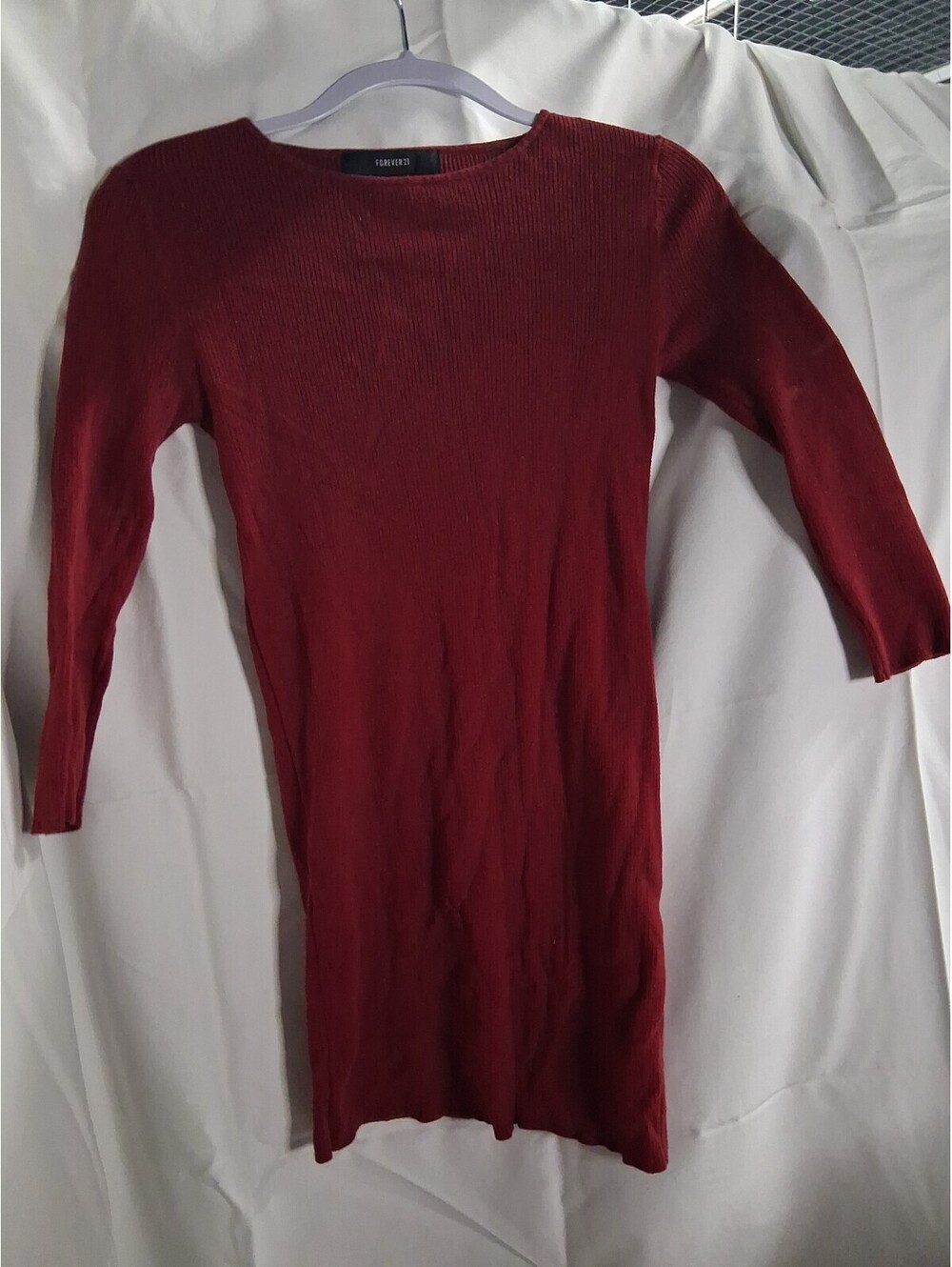 Forever 21 3/4 Sleeve Midi Dress in Burgundy Small L2